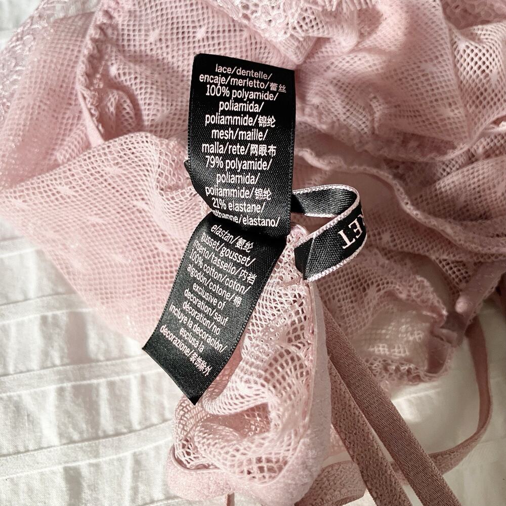 Victoria's Secret Medium Lace Thong Teddy Mauve Crossback Purple Pink Lingerie - Picture 8 of 9